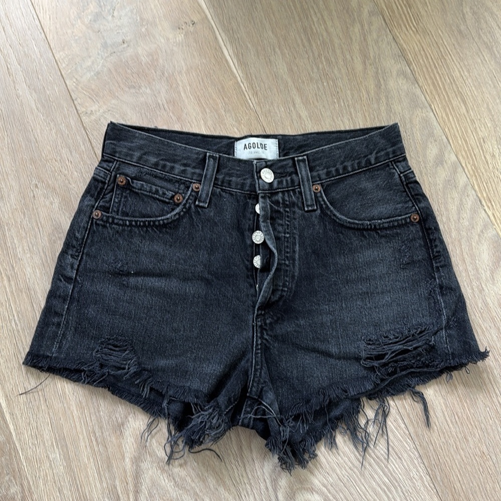 AGOLDE Parker Cutoff Black Denim Shorts size 23